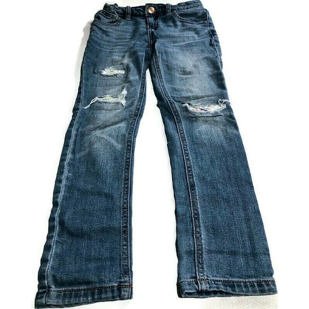 Cat & Jack Girls Sequin Skinny Jeans Distressed